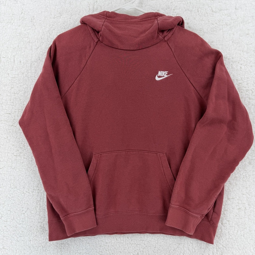 Nike Hoodie Mens‎ Medium Red Pullover Fleece Sweatshirt Swoosh Logo BV2648-677